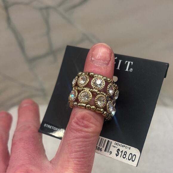 Mixit Gold Stretchable Ring with Sparkling Accents - Picture 4 of 4